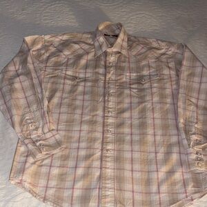 Gently Loved Plaid Men's Shirt - Cream & Red by Stetson Retired Print